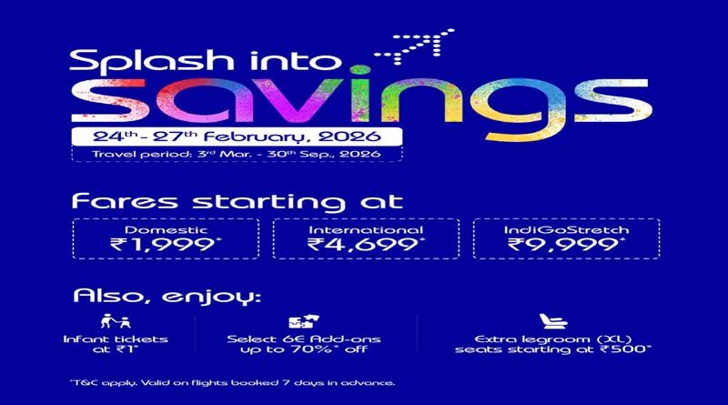 IndiGo Announces ‘Splash into Savings’ Sale on Domestic and International Flights