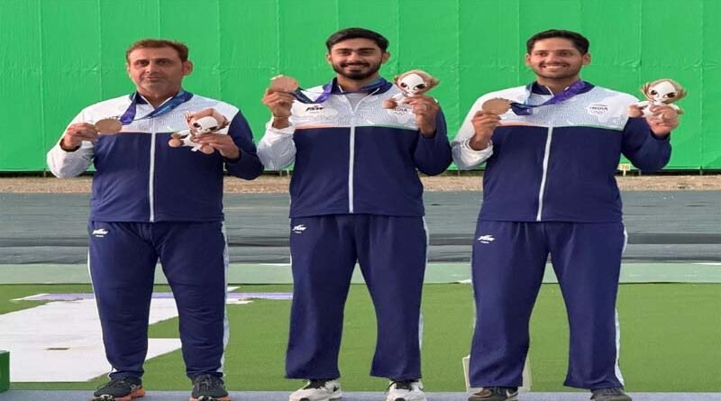 Naruka, Khan, Gill shoot India to Men’s Skeet Team Bronze in tense Shoot-Off; Naruka narrowly misses out on bronze
